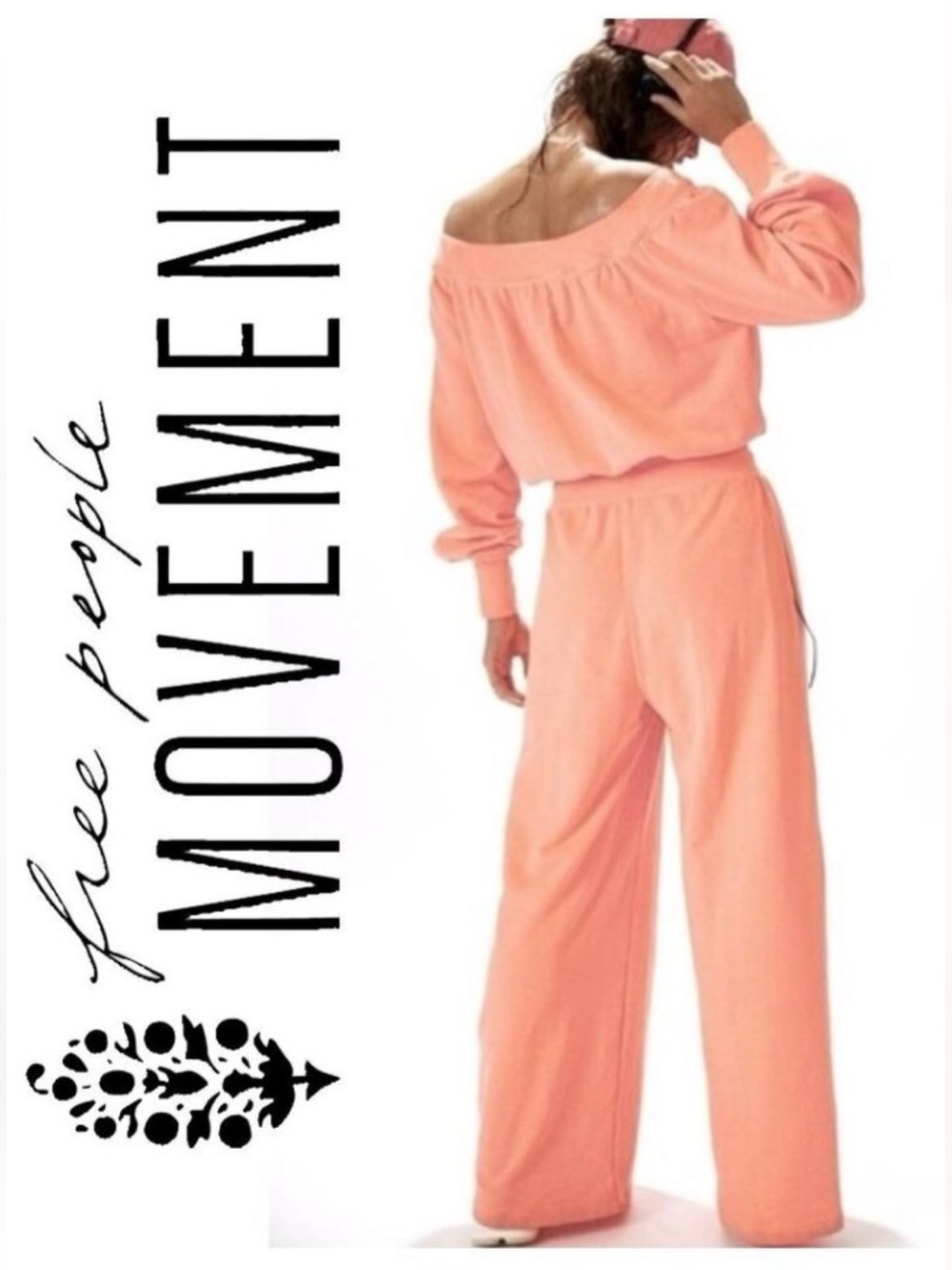 NWT Free People Movement S One to Beat Onesie in Pastel Peach 🍑 Jumpsuit New - Picture 6 of 9